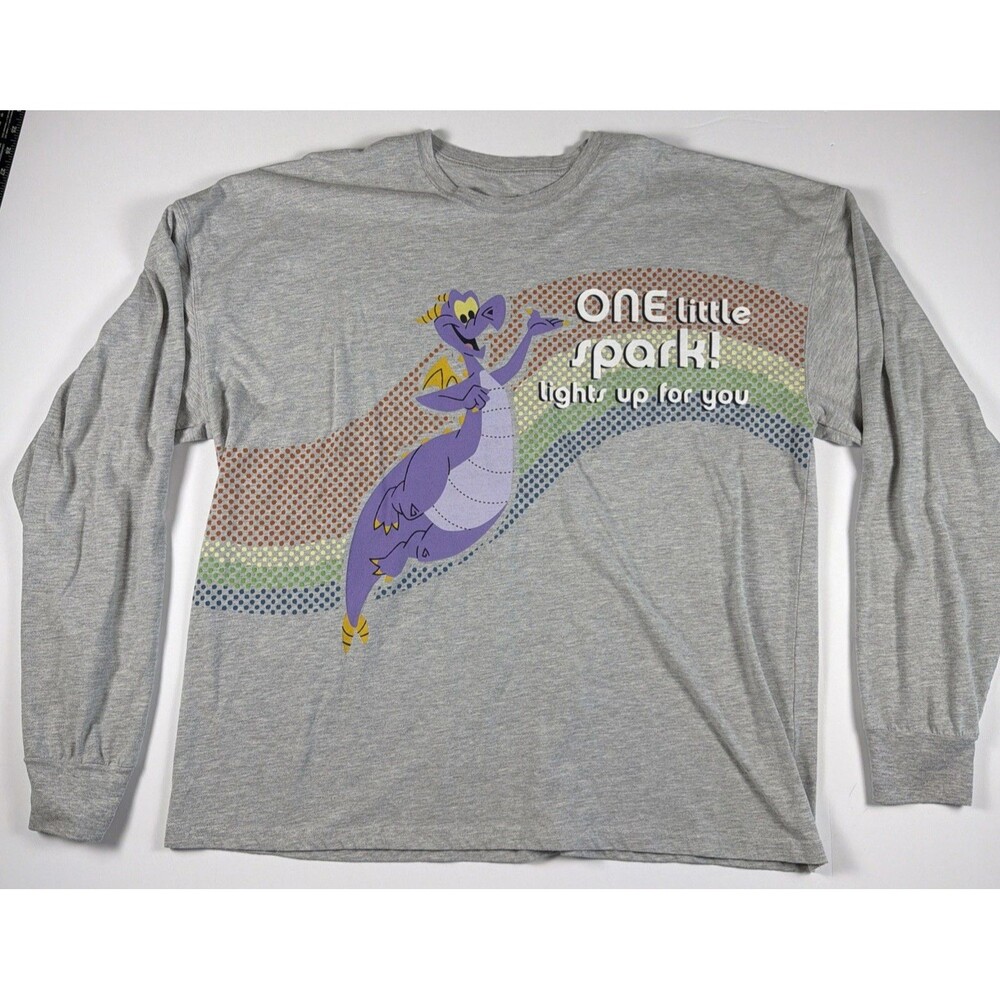 Disney Figment Shirt Mens 2XL Gray Epcot Rainbow One Little Spark Long Sleeve